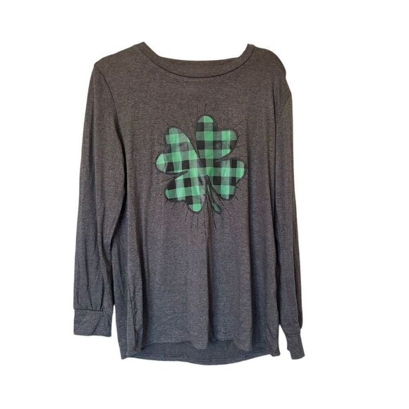 For Girls and Perfect life Girls Long Sleeve Gray Plaid Size L St. Patrick's Day - Picture 1 of 7